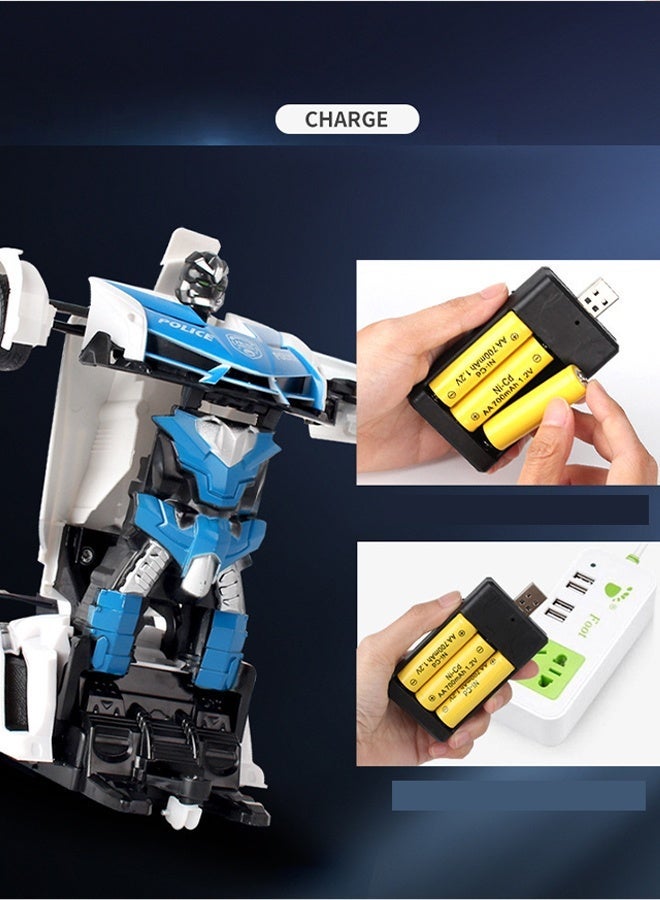 LEXIN Remote Control Car With Transforming Robot Feature, 360° Rotating Drift, One-Button Deformation, Gift Toy For Boys And Girls, Blue/White - Image 5